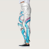 Blauwe roze, gebleekte tentakels Inkt Leggings (Links)