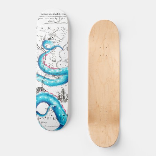 Blauwe roze, gebleekte tentakels Inkt Persoonlijk Skateboard (Voorkant)