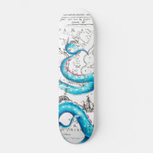 Blauwe roze, gebleekte tentakels Inkt Persoonlijk Skateboard