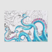 Blauwe roze, gebleekte tentakels Inkt Tissuepapier (Voorkant)