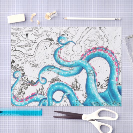 Blauwe roze, gebleekte tentakels Inkt Tissuepapier (Craft)