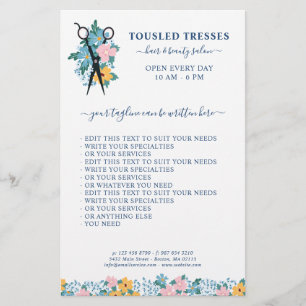 Blauwe roze geelschaar haarzout flyer