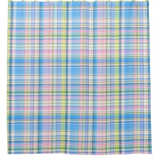 Blauwe roze gele katheter douchegordijn (Voorkant)