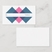 Blauwe roze geometrische driepuntskaart plaatskaartje (Voorkant / Achterkant)