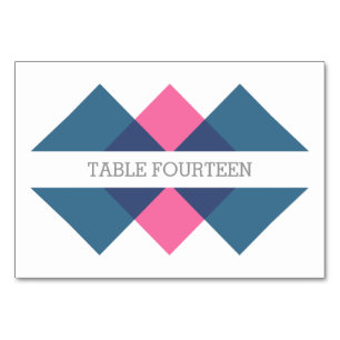 Blauwe roze Geometrische drietafel Kaart