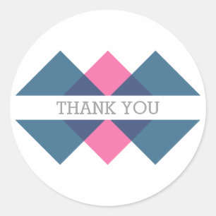Blauwe roze geometrische drift Dank u Stickers