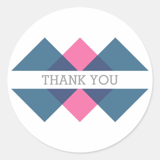 Blauwe roze geometrische drift Dank u Stickers (Voorkant)