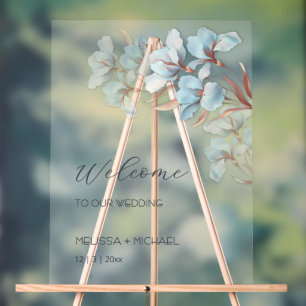 Blauwe Roze Gouden Gelaagde Bloemen Transparant Acryl Bord