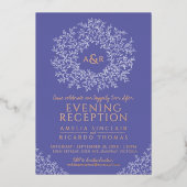 Blauwe roze goudmonogram bruinkoolmonogram folie uitnodiging (Voorkant)