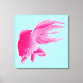 Blauwe roze goudvis Grote moderne Pop Canvas Afdruk (Voorkant)