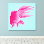 Blauwe roze goudvis Grote moderne Pop Canvas Afdruk (Insitu (Houten vloer))