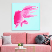 Blauwe roze goudvis Grote moderne Pop Canvas Afdruk (Insitu (Woonkamer))
