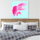 Blauwe roze goudvis Grote moderne Pop Canvas Afdruk (Insitu (Slaapkamer))