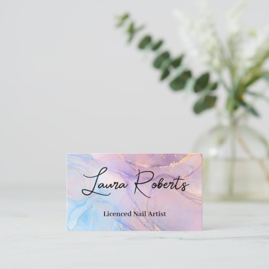 Blauwe roze goudWaterverf art Visitekaartjes (Staand voorkant)