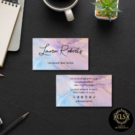 Blauwe roze goudWaterverf art Visitekaartjes