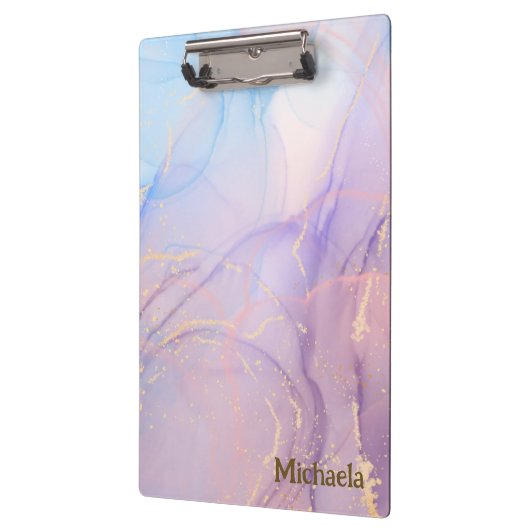 Blauwe roze goudWaterverf kunst Klembord (Links)