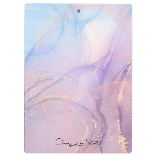 Blauwe roze goudWaterverf kunst Klembord (Achterkant)