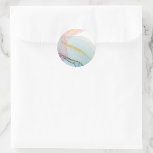 Blauwe roze goudWaterverf Ronde Sticker (Tas)