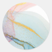 Blauwe roze goudWaterverf Ronde Sticker (Voorkant)