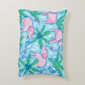 Blauwe roze groene preppy olifant accent kussen (Achterkant (Verticaal))