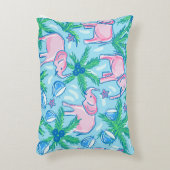 Blauwe roze groene preppy olifant accent kussen (Voorkant(Verticaal))