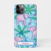 Blauwe roze groene preppy olifant Case-Mate iPhone case (Achterkant)