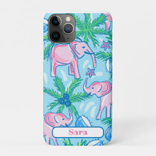 Blauwe roze groene preppy olifant Case-Mate iPhone case