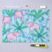 Blauwe roze groene preppy olifant tissuepapier (Craft)