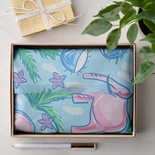 Blauwe roze groene preppy olifant tissuepapier (Geschenk)