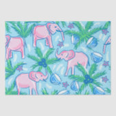 Blauwe roze groene preppy olifant tissuepapier (Voorkant)
