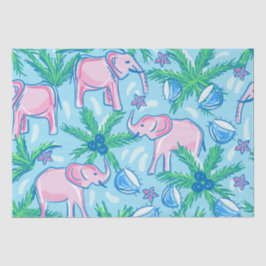 Blauwe roze groene preppy olifant tissuepapier