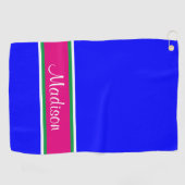 Blauwe roze groene streep golfhanddoek (Horizontaal)