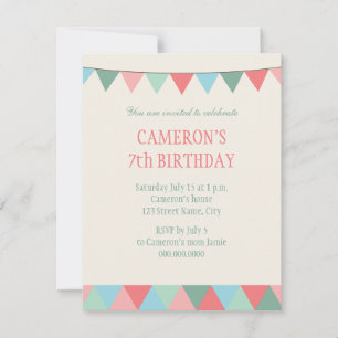Blauwe roze groene string Pennon Kids Birthday Kaart