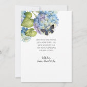 blauwe roze hydrangea Floral Butterfly Moving Aankondiging (Achterkant)