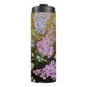 *~* Blauwe roze HYDRANGEA Gold Glitter Floral Thermosbeker (Voorkant)