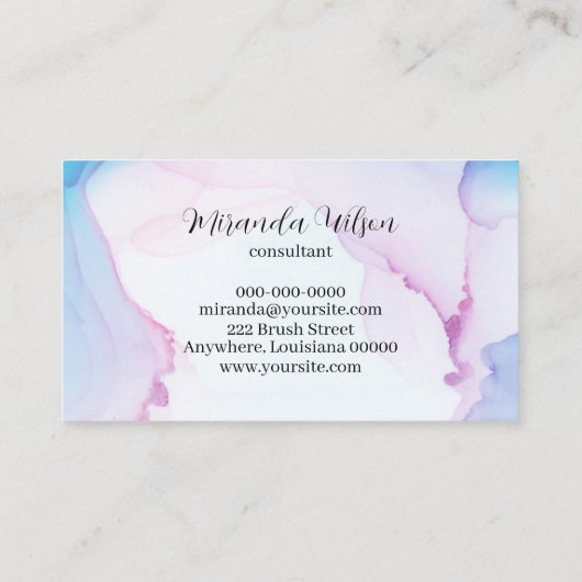 Blauwe & Roze Inkt Professionele Afspraakkaart Visitekaartje (Achterkant)