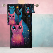 Blauwe Roze katten Bad Handdoek