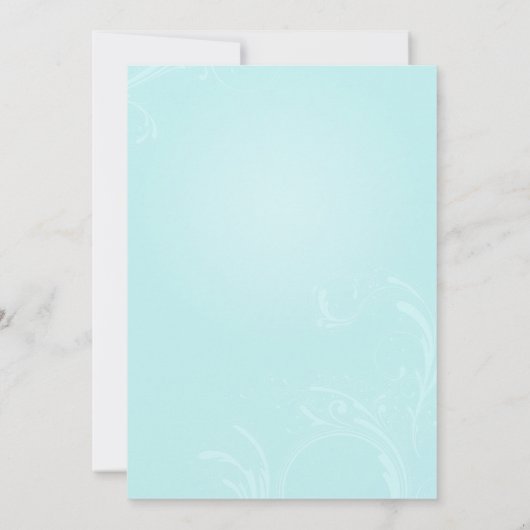 Blauwe roze kersen bloesems bruiloft kaart (Achterkant)