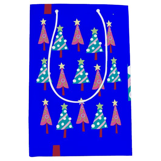 Blauwe roze kersttentjes medium cadeauzakje (Voorkant)