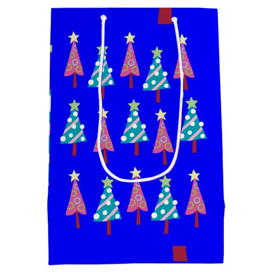 Blauwe roze kersttentjes medium cadeauzakje (Achterkant)