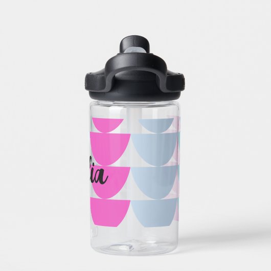 Blauwe roze Kinder naam Zeemeermin Waterfles (Achterkant)