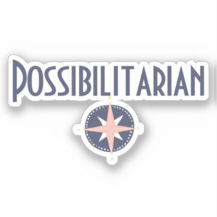 Blauwe roze kompas mogelijke baan titel sticker