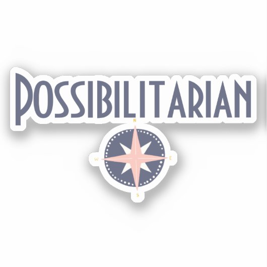 Blauwe roze kompas mogelijke baan titel sticker (Voorkant)