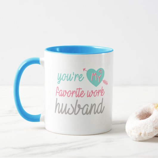 Blauwe roze liefde Wereld Husband - koffie thee Mok (Met donut)