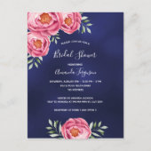 Blauwe roze mariniers Bridal Shower-uitnodiging Briefkaart (Voorkant)