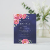 Blauwe roze mariniers Bridal Shower-uitnodiging Briefkaart (Staand voorkant)