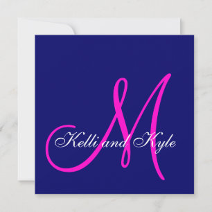 Blauwe roze Monogram Weddenschappen Kaart