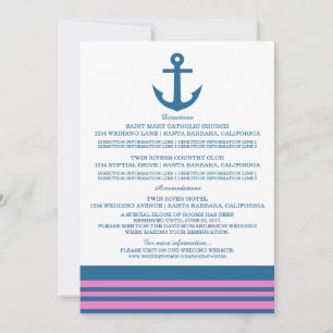Blauwe roze Nautical Anchor Information Kaart