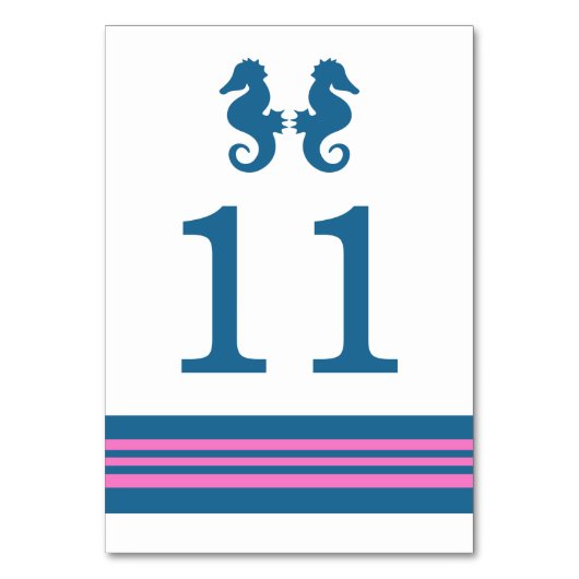 Blauwe roze Nautical Seahorse Table Kaart (Voorkant)