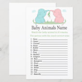 Blauwe Roze Olifant Baby Dieren Naam Spel (Voorkant / Achterkant)